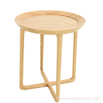 طاولة جانبية مستديرة خشبية بتصميم أصلي عصري